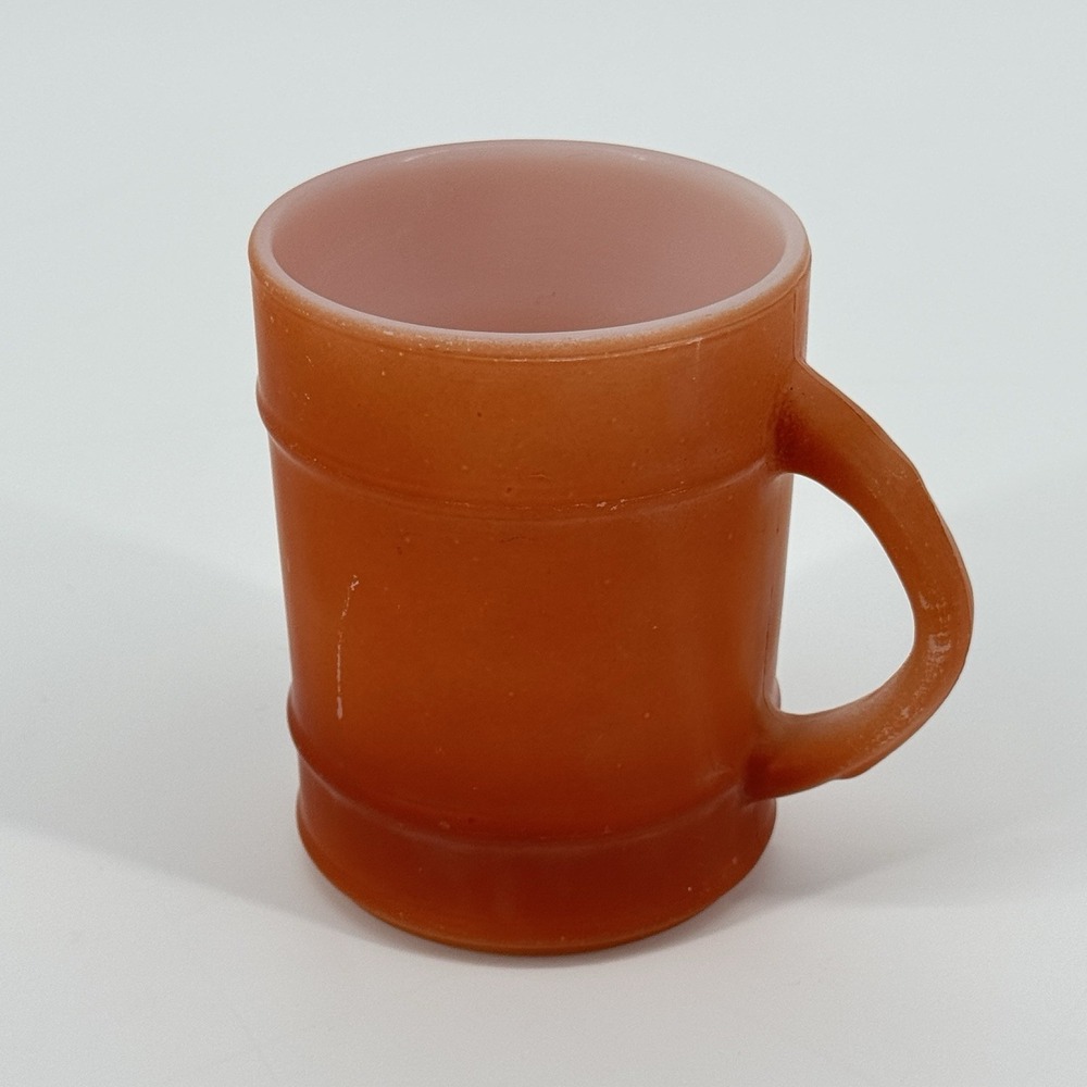 Vintage Fire-King Anchor Hocking Orange Ombre D Handle Stackable Mug 1960s